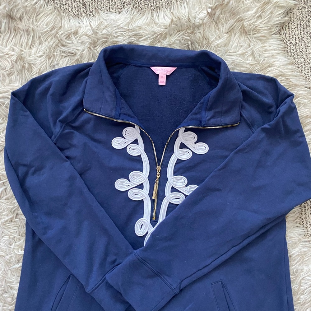 Lilly Pulitzer Navy Blue Embroidered Midi Dress - Picture 3 of 13